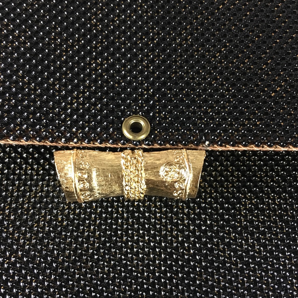 Whiting & Davis Vintage Mesh Black gold Purse - Picture 4 of 8